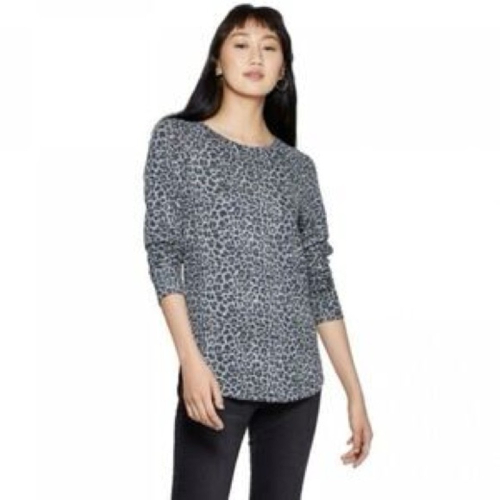 Grayson Threads Animal Print Blouse - Black and Gray Size S